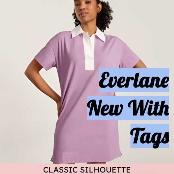 Everlane Polo Dress Organic Cotton Preppy Tenniscore XS Pink/White - Picture 15 of 15